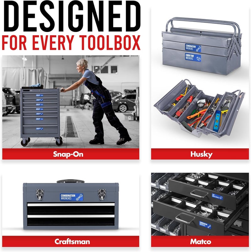 Itera Toolbox Organization Magnetic Labels-80 Large Tool Chest Organizer Labels-Strong Magnets-Fits All Brands of Steel Tool Box Drawers (Blue 3.125x1.0 in) - Image 5